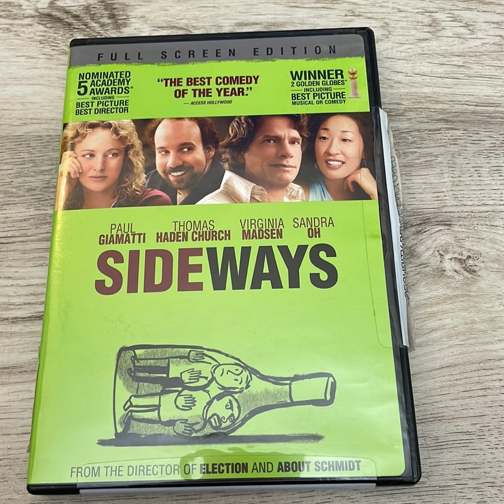 Sideways Movie DVD 2004 Rated R Comedy, Drama, Romance 2h 7m Paul Giamatti